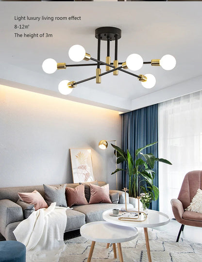 Minimalist LED Chandelier - Black/White/Gold