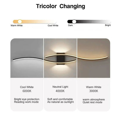 Minimalist LED Wall Lamps - Black, White, Gold