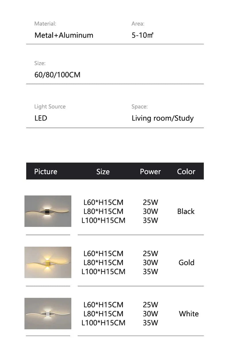 Minimalist LED Wall Lamps - Black, White, Gold