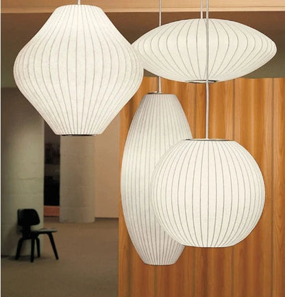 Minimalist White Silk Pendant Lamp