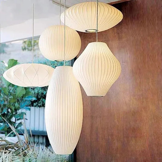 Minimalist White Silk Pendant Lamp