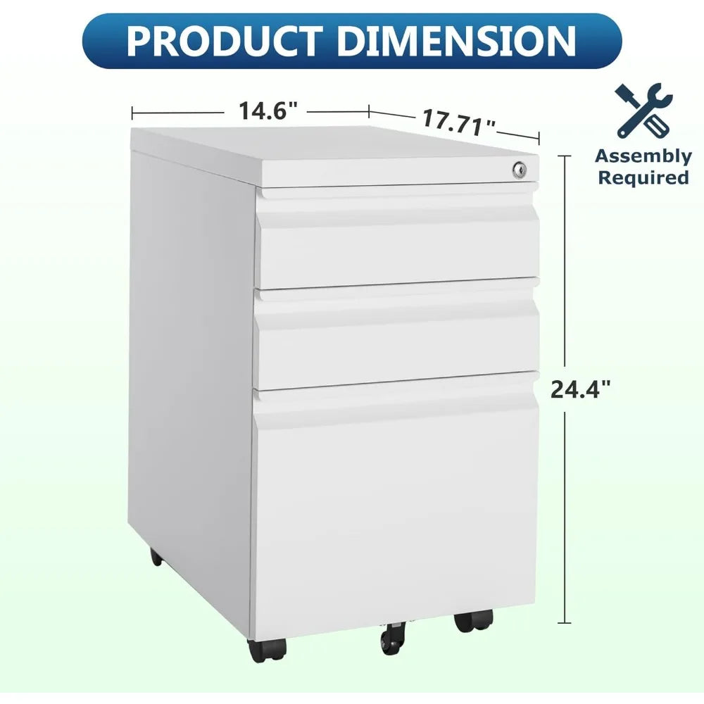 Mobile Steel File Cabinet with Lock