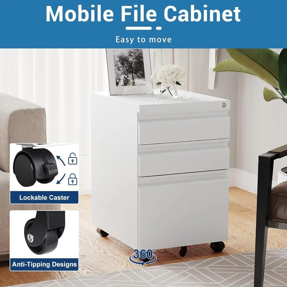 Mobile Steel File Cabinet with Lock