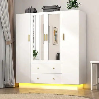 Modern 3 Door Wooden Wardrobe with Mirror