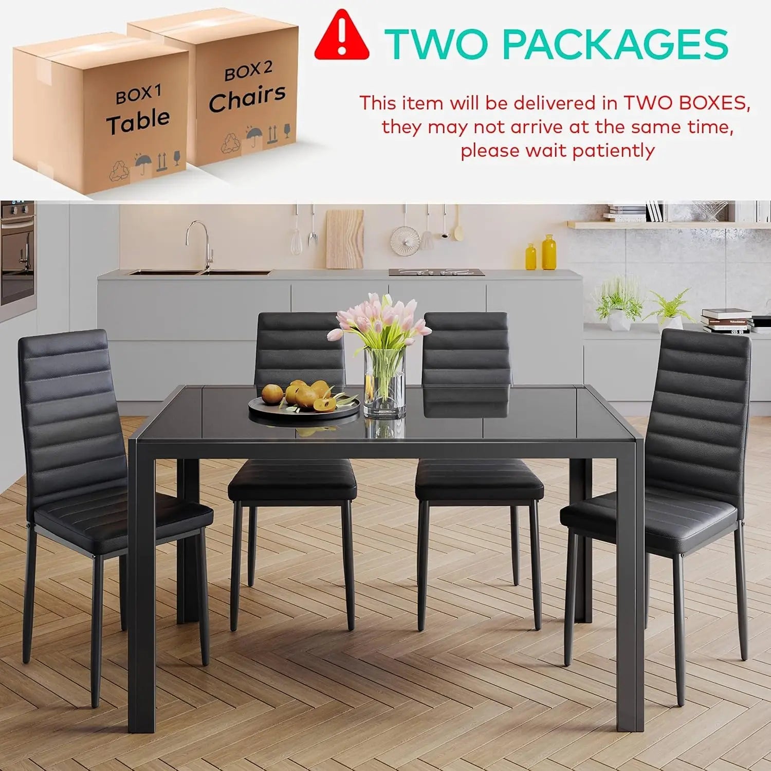 Modern 5 Piece Glass Dining Set