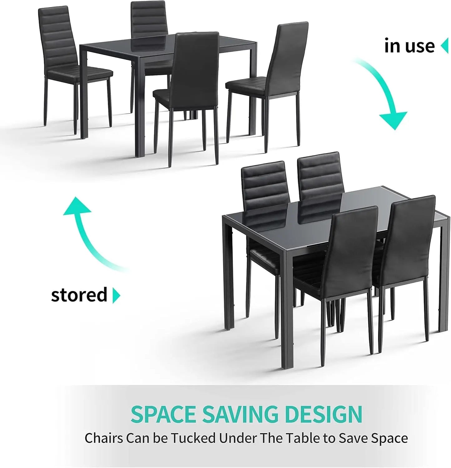 Modern 5 Piece Glass Dining Set