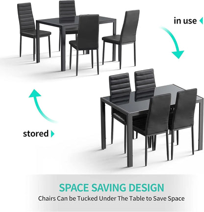 Modern 5 Piece Glass Dining Set