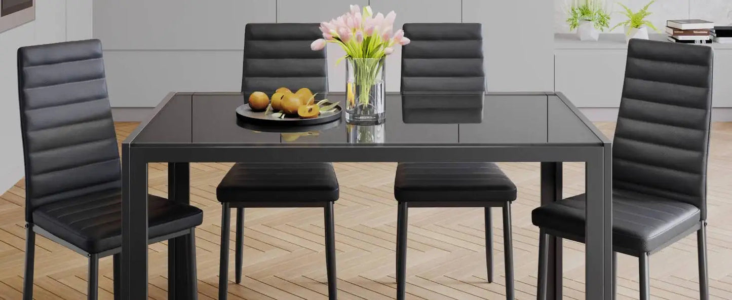 Modern 5 Piece Glass Dining Set