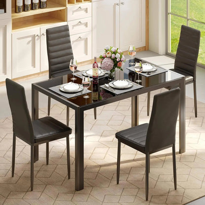 Modern 5 Piece Glass Dining Set