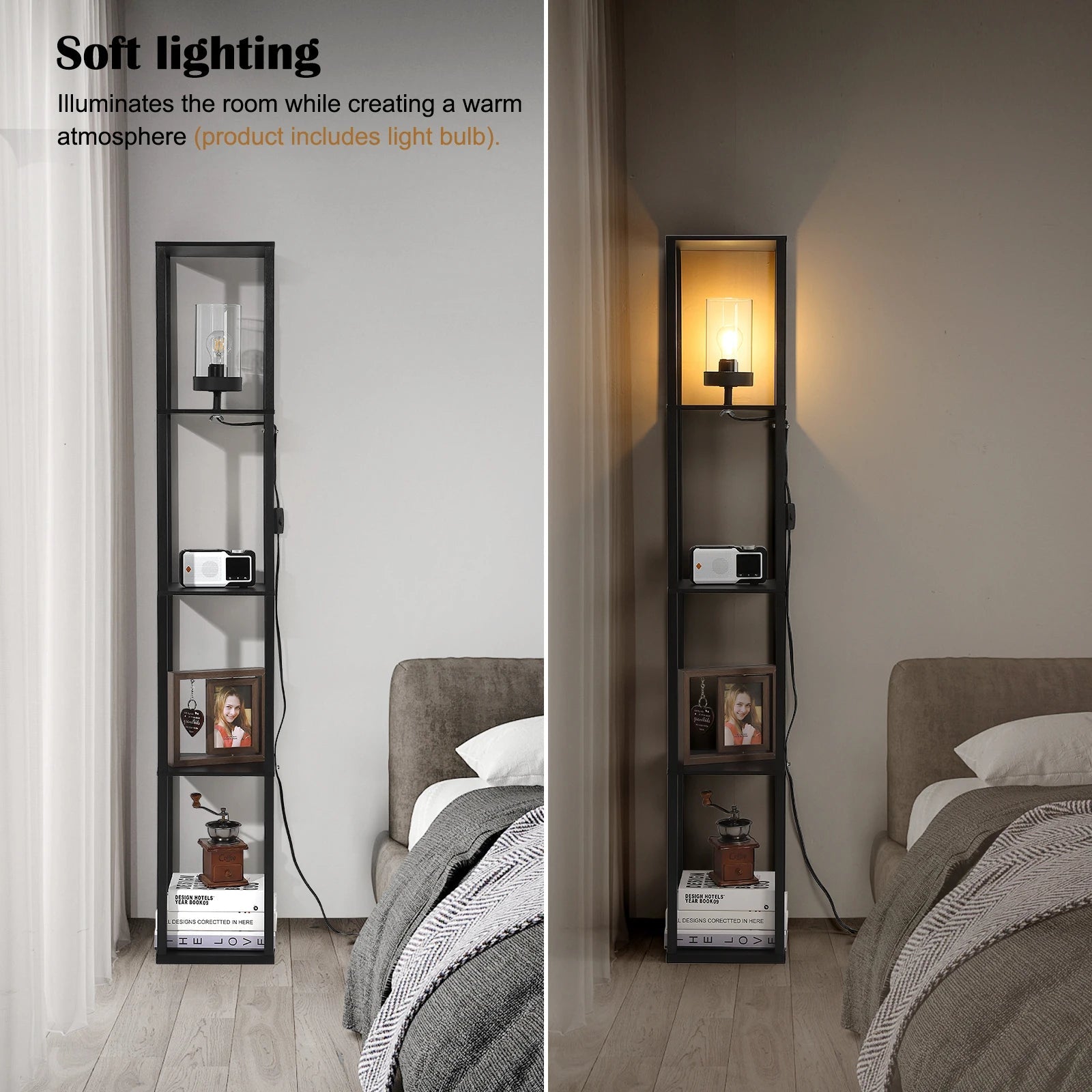 Modern 5-Tier Shelf Floor Lamp