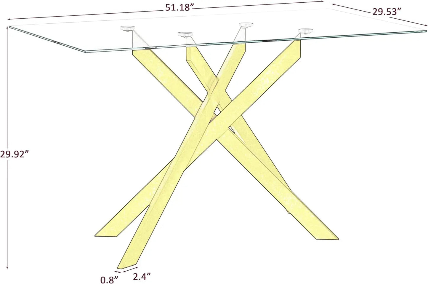 Modern 51" Glass Dining Table