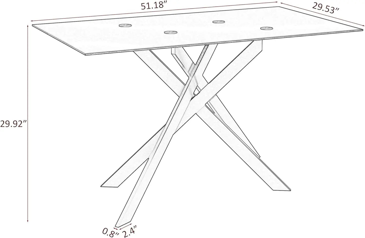 Modern 51" Glass Dining Table