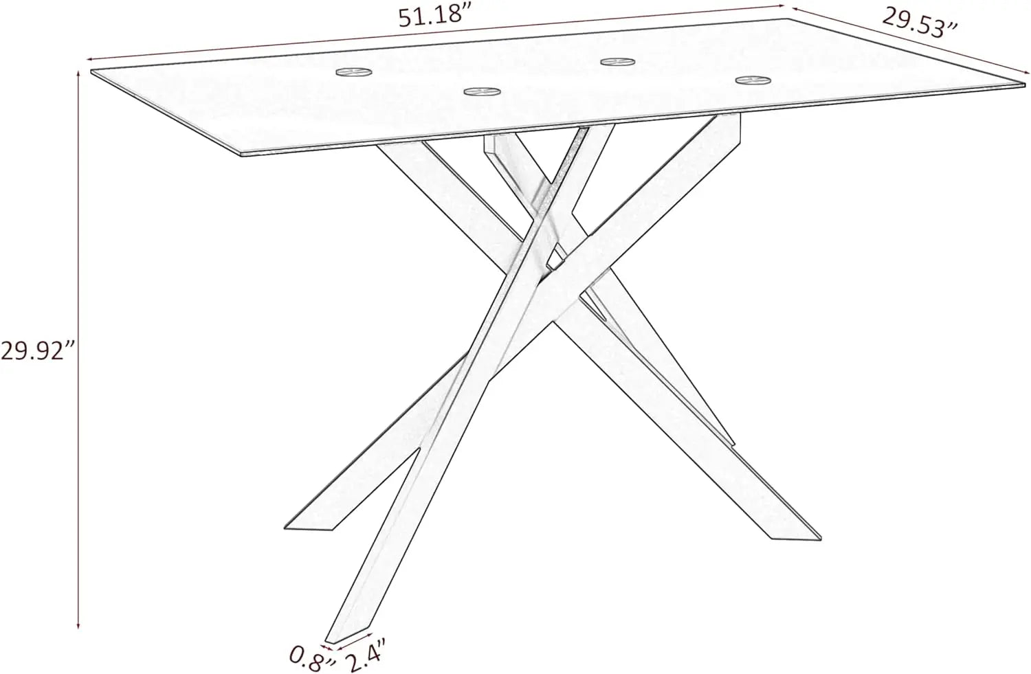 Modern 51" Glass Dining Table