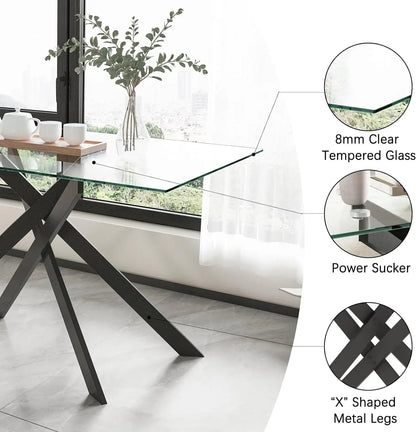 Modern 51" Glass Dining Table