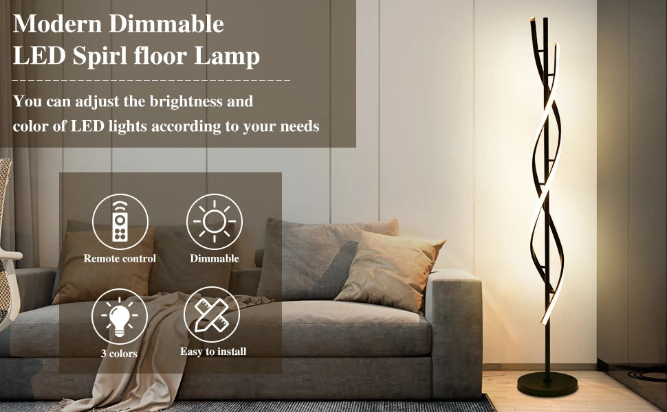 Modern 53" LED Spiral Floor Lamp