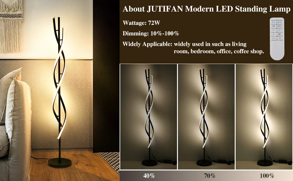 Modern 53" LED Spiral Floor Lamp