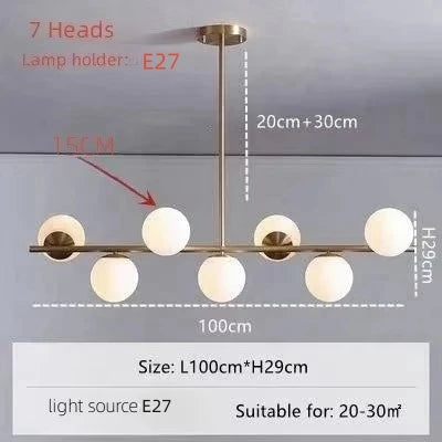 Modern 6-7 Heads Glass Chandelier