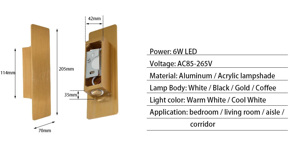 Modern 6W LED Wall Lamp - Aluminium