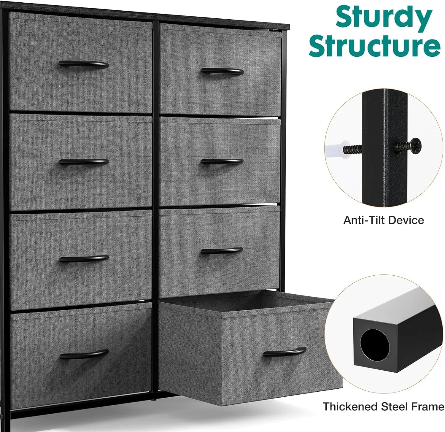 Modern 8-Drawer Fabric Dresser for Stylish Storage