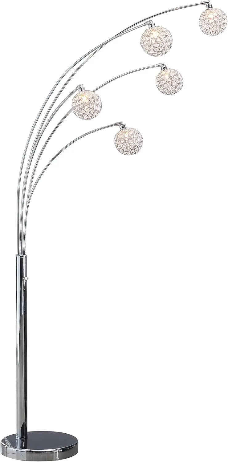 Modern 84" Crystal Floor Lamp, Chrome