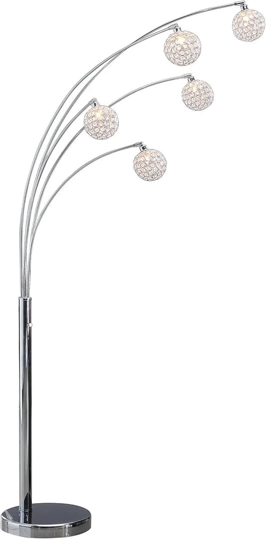 Modern 84" Crystal Floor Lamp, Chrome