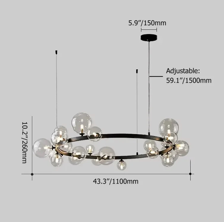 Modern Black Bubble Glass Chandelier