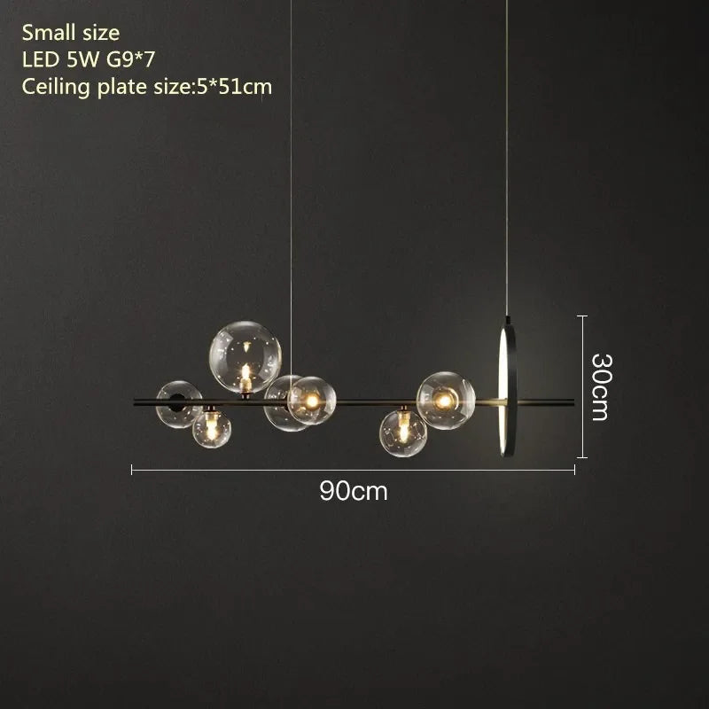 Modern Black Bubble Glass Chandelier