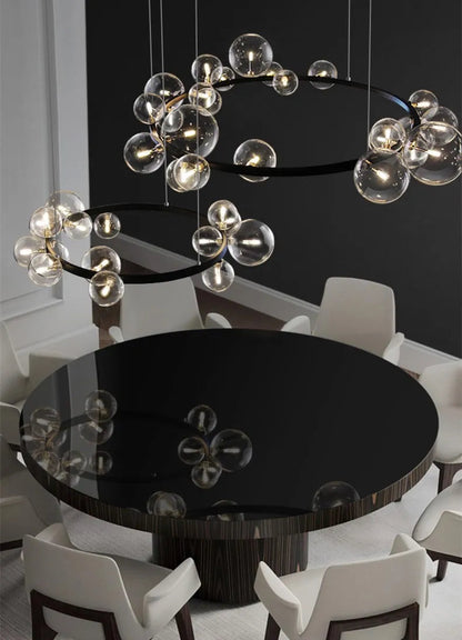 Modern Black Bubble Glass Chandelier