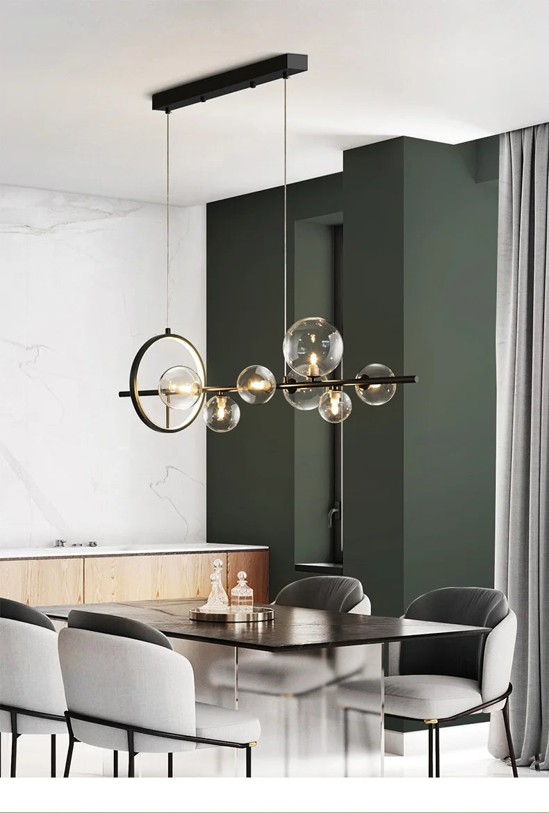 Modern Black Bubble Glass Chandelier