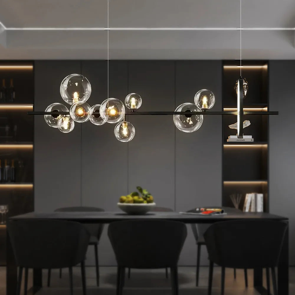 Modern Black Bubble Glass Chandelier