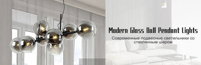 Modern Black Bubble Glass Chandelier