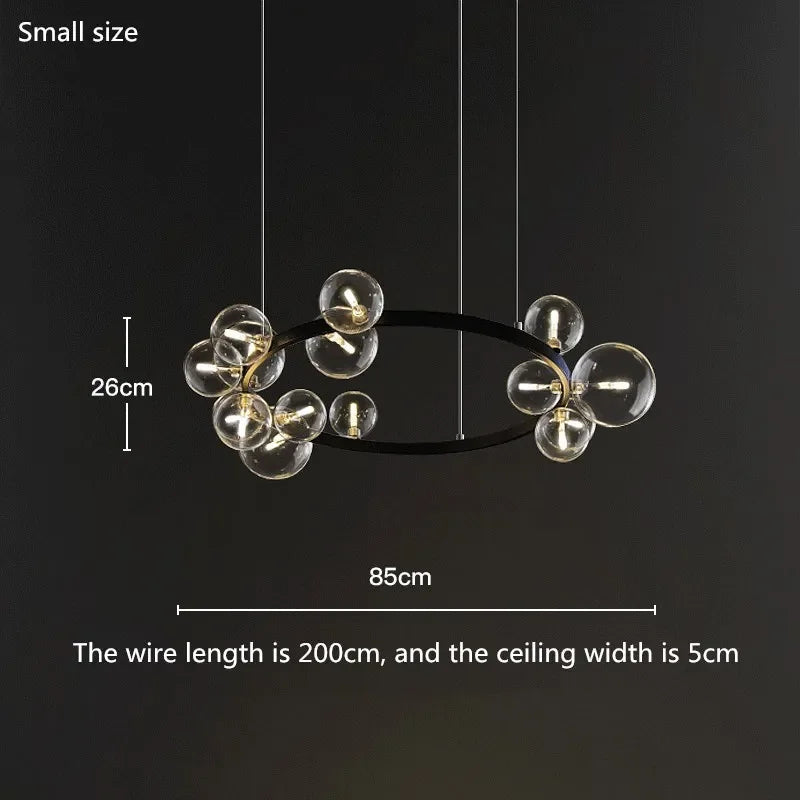 Modern Black Bubble Glass Chandelier