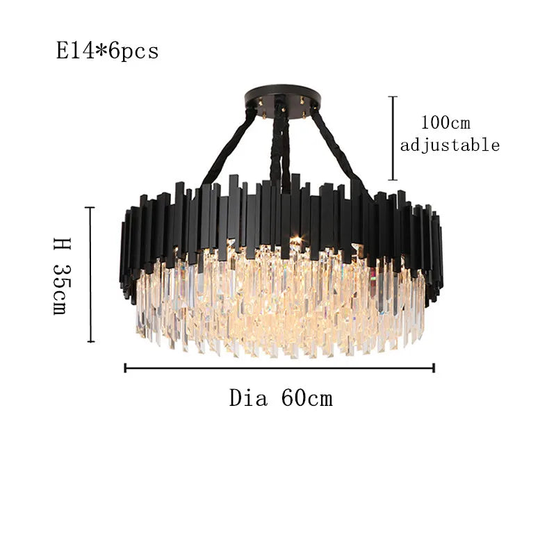 Modern Black Crystal Chandelier Fixture