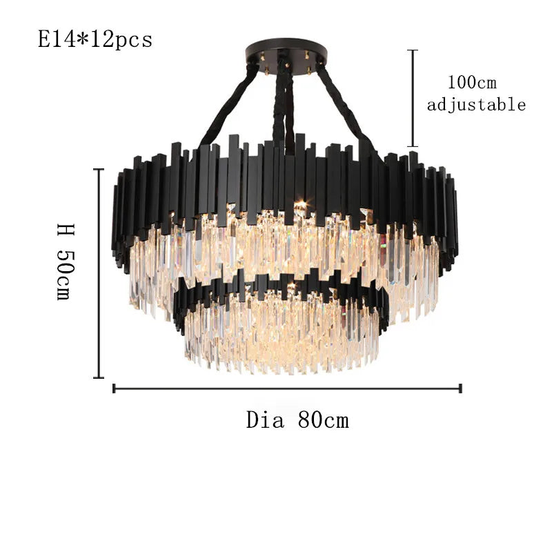 Modern Black Crystal Chandelier Fixture