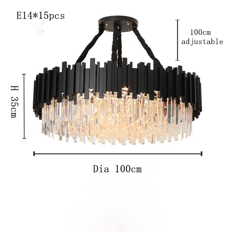 Modern Black Crystal Chandelier Fixture