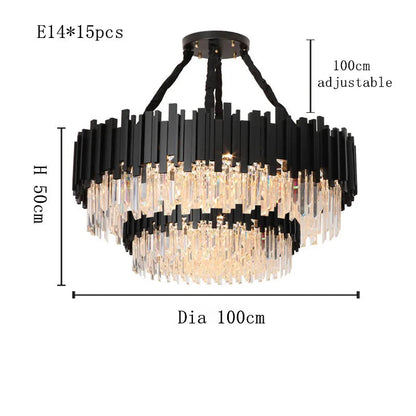 Modern Black Crystal Chandelier Fixture