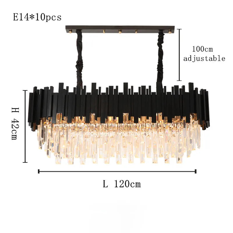 Modern Black Crystal Chandelier Fixture