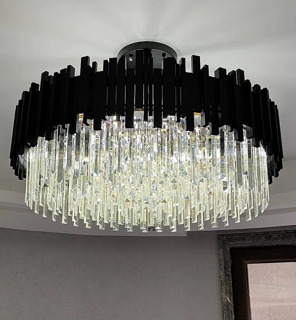 Modern Black Crystal Chandelier Fixture