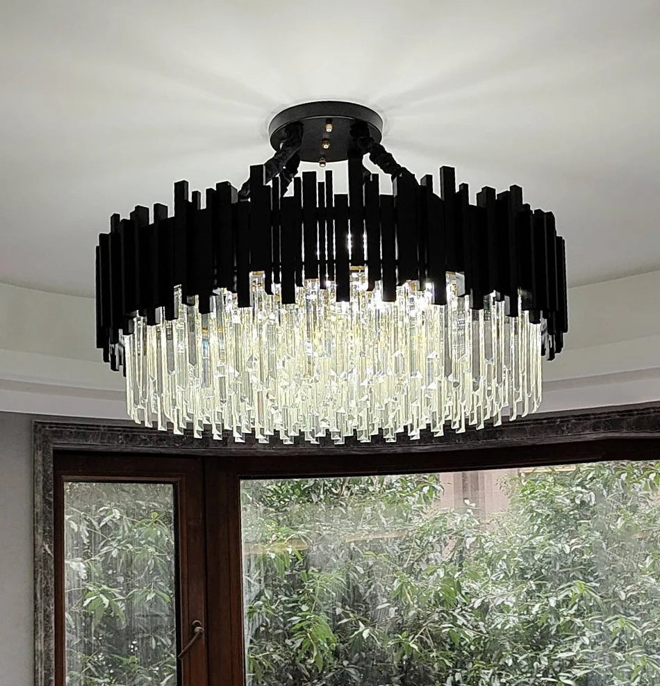 Modern Black Crystal Chandelier Fixture