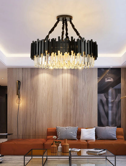 Modern Black Crystal Chandelier Fixture