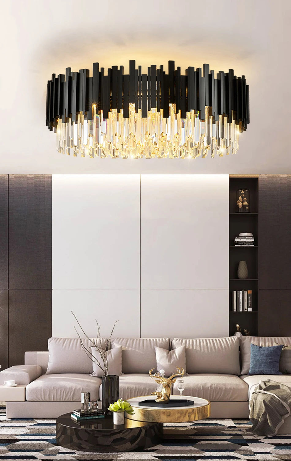 Modern Black Crystal Chandelier Fixture