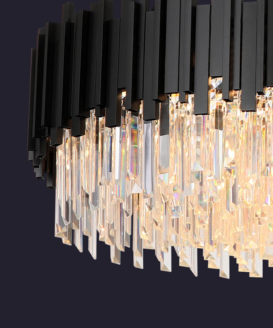 Modern Black Crystal Chandelier Fixture