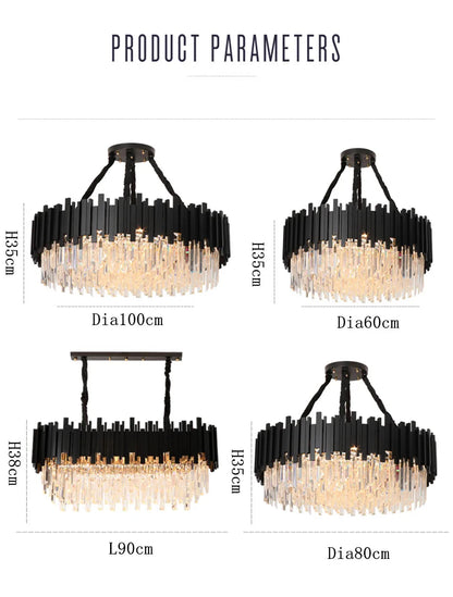 Modern Black Crystal Chandelier Fixture