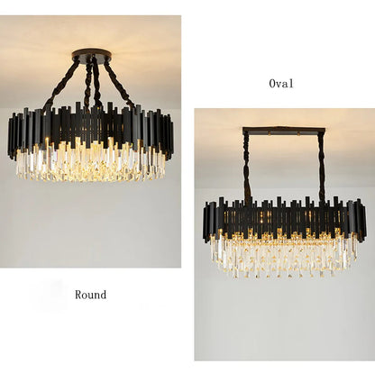 Modern Black Crystal Chandelier Fixture