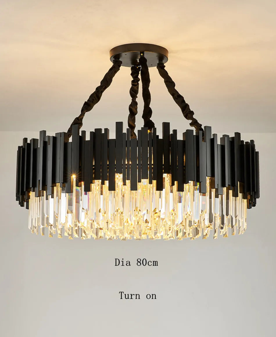 Modern Black Crystal Chandelier Fixture