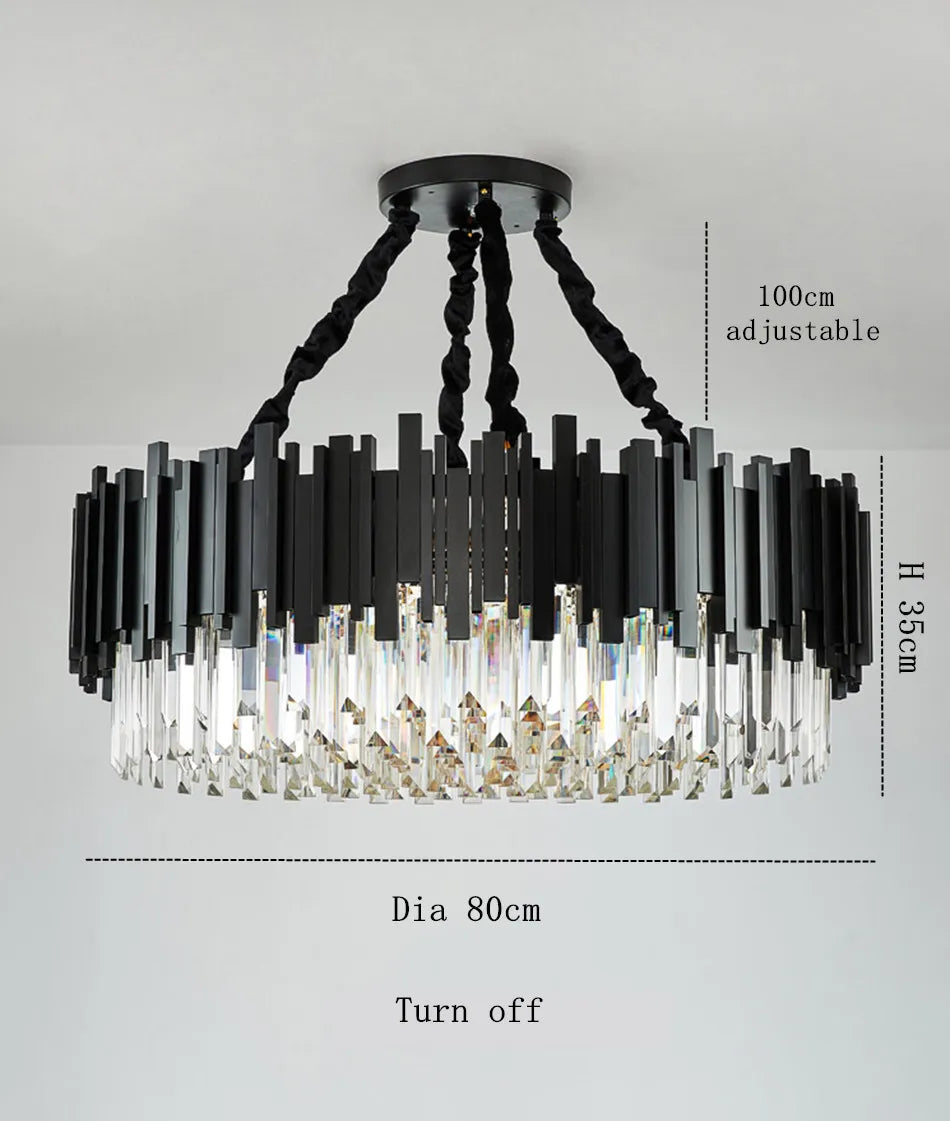 Modern Black Crystal Chandelier Fixture