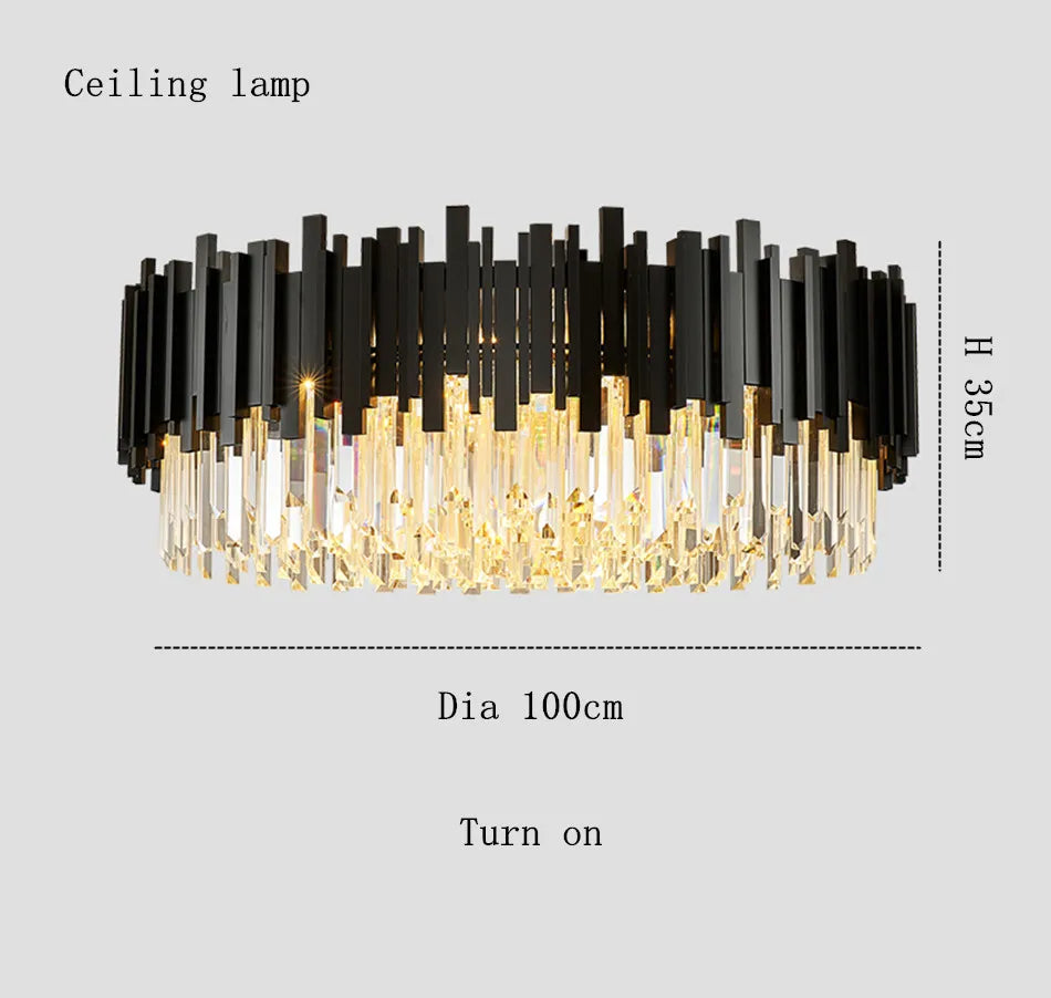 Modern Black Crystal Chandelier Fixture