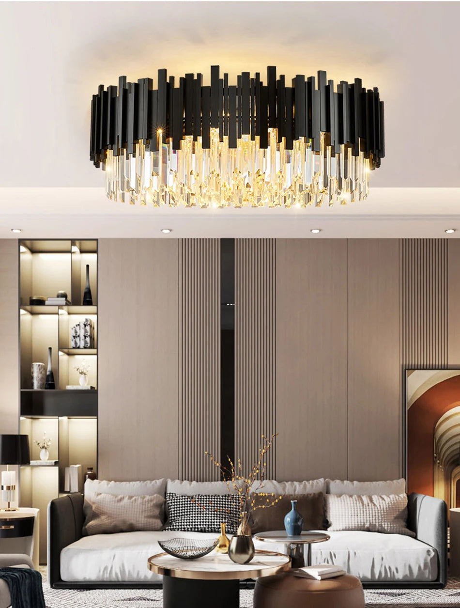 Modern Black Crystal Chandelier Fixture