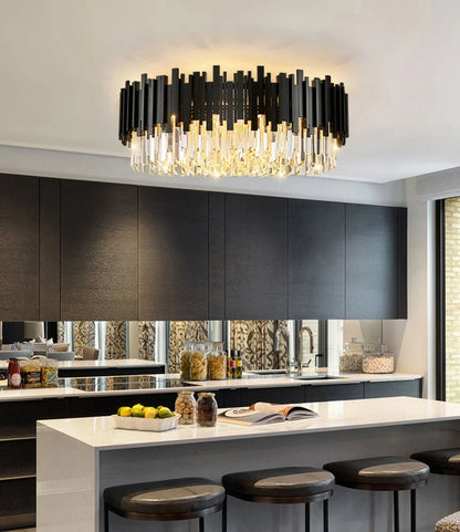 Modern Black Crystal Chandelier Fixture