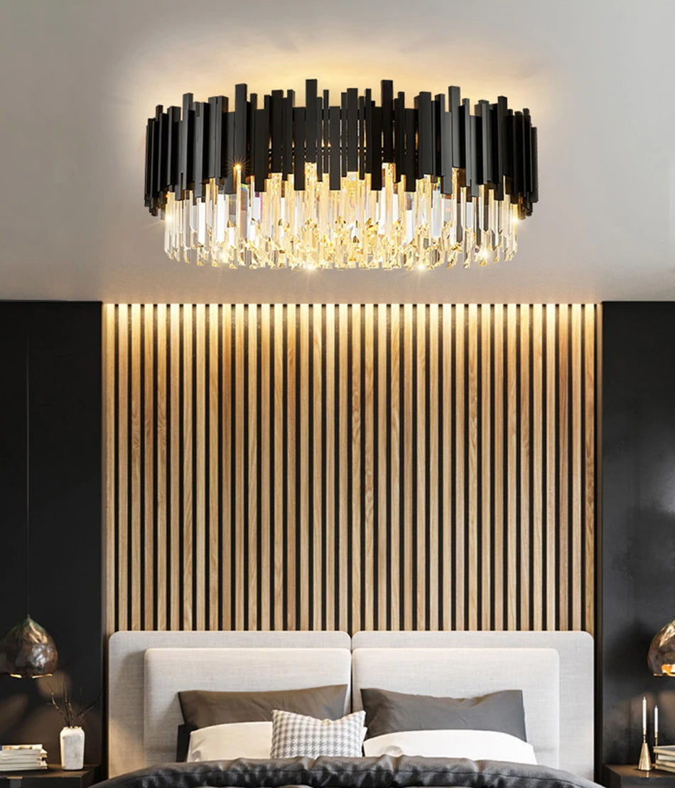 Modern Black Crystal Chandelier Fixture